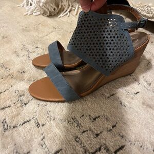 Madeline Blue and Brown Wedge Shoes
